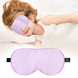 Kids Sleep Mask Eye Cover, 100% Real Natural Pure Silk Eye Mask with Adjustable Strap, Blindfold Kids Eye Mask for Sleeping, Eye Shade for Boys Girls and Adult, Pressure-Free Comfort (Purple)