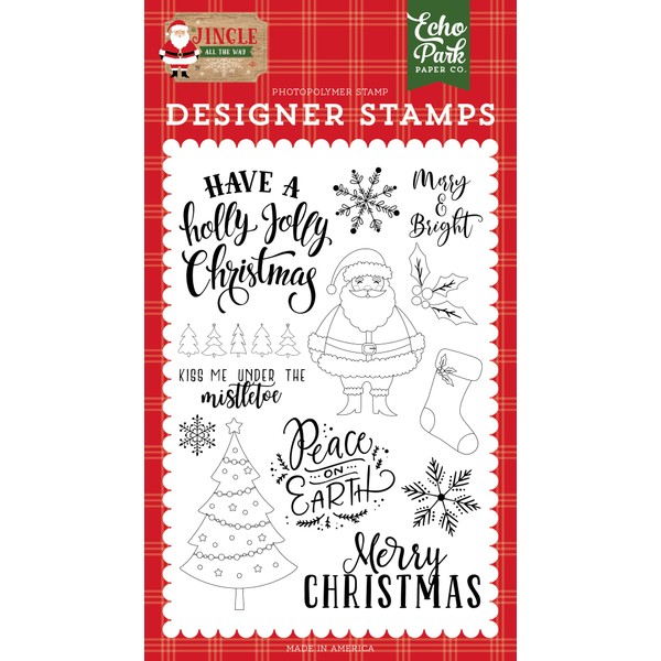Echo Park Paper Company Holly Jolly Christmas Set stamp, Multi