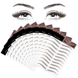 Beugo 10 Sheets of 4D Hair-Like Waterproof Eyebrow Tattoos, Brow Tattoo Stickers, Care Shaping Stickers in Arch Style for Eyebrow Care, 100 Pairs, Brown-10