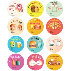 SICOHOME Happy Valentines Day Stickers 36pcs 1.5in Valentines Stickers for Kids Adults Label Stickers Envelope Seal Stickers Valentines Day Party Favors Gift Labels to from Stickers - Food