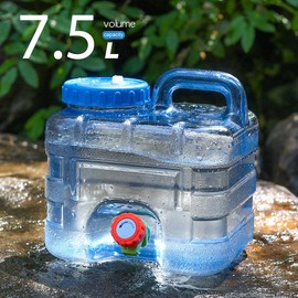RUYI Water Canister with Tap and Screw Lid, Camping Water Canister, BPA-Free Drinking Water Canister, Portable Water Tank with Handle for Caravan, Picnic, Hiking (Upgrade 7.5L)