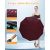 Lantusire Automatic Inverted Rain Umbrella with Reflective Strip, Wooden Handle