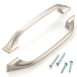 ASKANO 5 Inch Hole Centers, Brushed Nickel Arch Kitchen Cabinet Pull Handle ZP2409 | Pack of 10, Solid Hardware for Drawer, Dresser, Bathroom, Vanity, Furniture Door, Cupboard, Bedroom, 5"