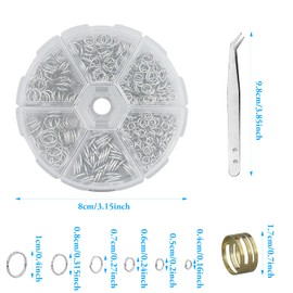 Pack of 1000 Jump Rings for Jewellery Making Silver Jump Rings Set Jewellery Repair Kit Metal Jump Rings Mini Ring Connector for Key Chain Necklace with Loop Tool Tweezers
