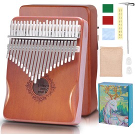 DMTIVMG Kalimba 21 Keys Kalimba Instrument Mini Finger Piano Finger Thumb Piano Kalimba Thumb Piano for Music Lovers Beginners with Teaching Material, Tuning Hammer