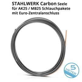 STAHLWERK Universal Carbon Core, Wire Guide 5 m for MIG MAG AK15, MB15, AK25, MB25 Welding Torch Hose Packages with Euro Central Connection for Welding Steel, Stainless Steel and Aluminium