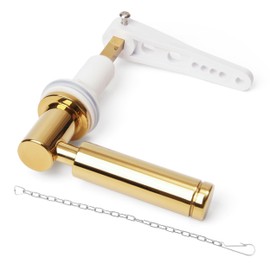 Toilet Flush Handle Eeplacement Kit Zinc Alloy Metal Toilet Handle Replacement, Toilet Cistern Lever Arm with Chain - Adjustable Arm (Gold)