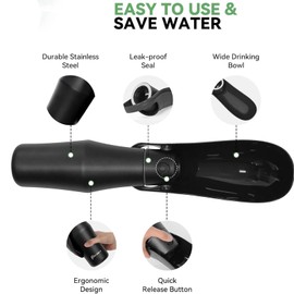 Cozioz Portable Dog Water Bottle – 0.7 KG Stainless Steel Leak-Proof Dispenser, Ideal for Travel, Walking, Hiking, and Outdoor Activities, Whole Black