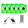 Apevia CF512L-GN 120mm 4pin+3pin Silent Green LED Case Fan (5-pk)