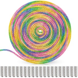 Rhinestone Shoe Laces Bling Shoe Laces Rhinestone Diamond Hoodie String Glitter Cords for Sneakers with Aglets (Rainbow Colors,5.47 Yards)