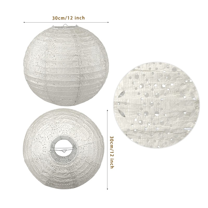 LIHAO 12 inch Paper Lantern Hollowed Hanging Lantern Lamp Shade