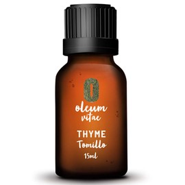 OLEUM VITAE Aceite Esencial de Tomillo. Thymus Vulgaris. 100% Puro y Orgánico. Certificado USDA ORGANIC. Aplicación Interna, Externa y Aromática. 15ml