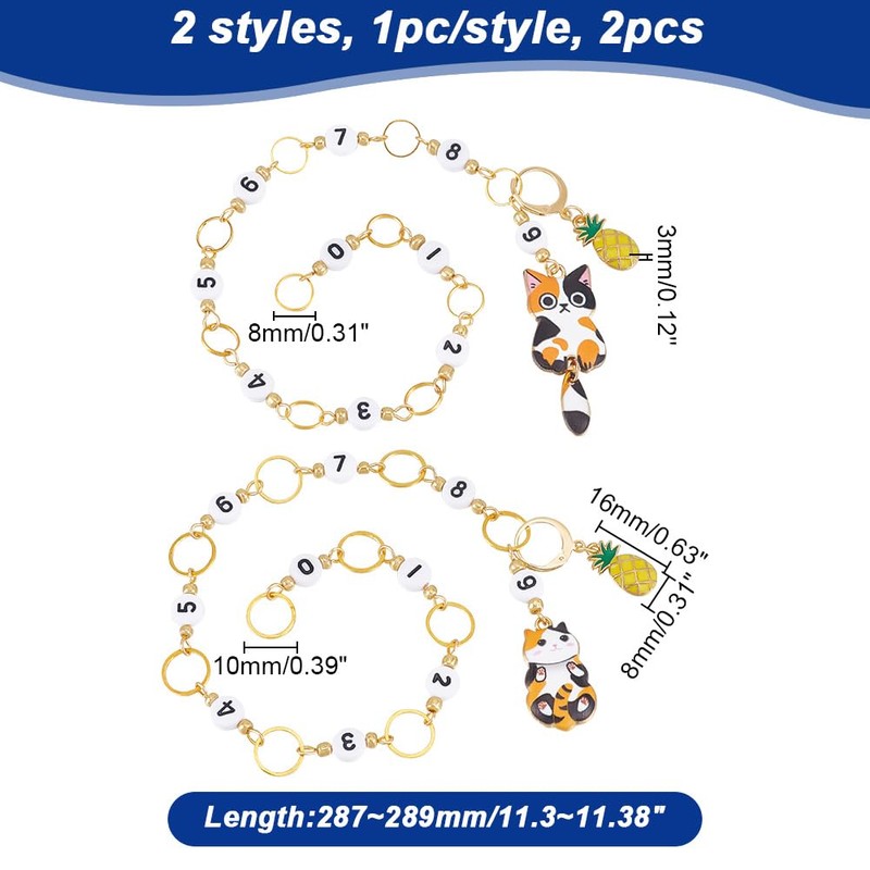 NBEADS Pack of 2 Cat Knitting Row Counter Chains, Number