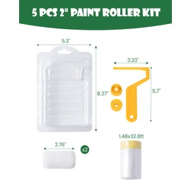 VOOMEY 2 Inch Small Paint Roller Kit with Pre-Taped Masking Film, Paint Tray Liner, Mini Paint Roller for Painting Corners