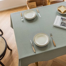 Home Brilliant Wipeable Table Cloth 6ft, Polyester Tablecloth Hard-Wearing, Washable Heat-Resistant Table Cover 55 x 72 Inch, Sage Green, 140CM x 183CM