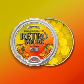 Retro Sours - Hard Tangy Candy - Pack of 3 Tins (Mango)