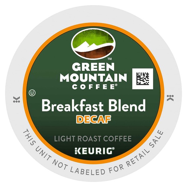 Green Mountain Coffee Roasters Breakfast Blend Decaf, Single-Serve Keurig K-Cup Pods, Light Roast Coffee, 96 Count