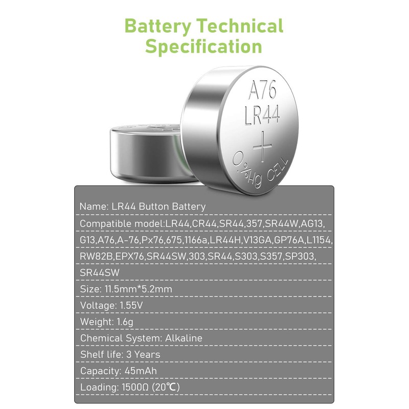 POWEROWL High Capacity L1154F LR44 Batteries 12 Pack, AG13 357