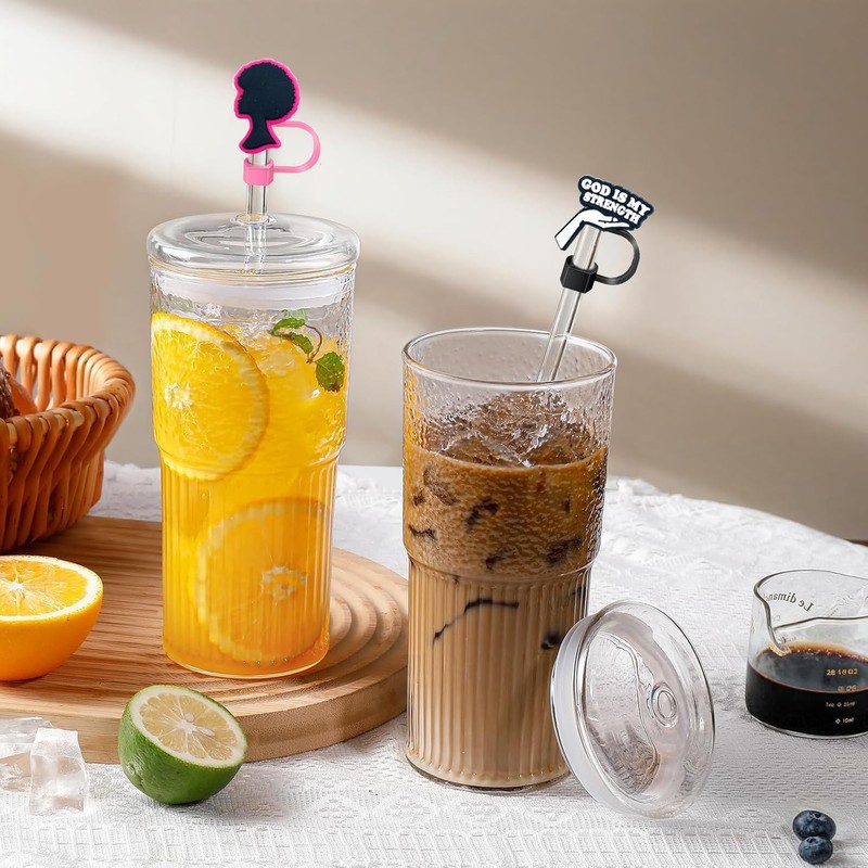 Straw Toppers for Stanley Cups,12pcs Black Girl Straws Cover Cap