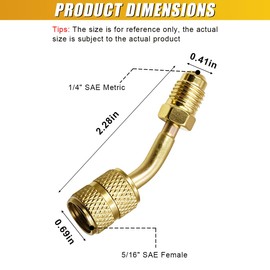 DUSCOKE 2PCS R410a Adapter for Mini Split System- 5/16" Female to 1/4" Male SAE Swivel Quick Coupler with 45° Thimble- R410A Charging Vacuum Port Adapter for Air Conditioner HVAC Refrigeration Service