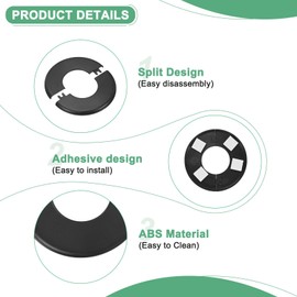 M METERXITY 2-Pack Wall Split Flange, for 2 Inch/50mm OD Pipe ABS Escutcheon Plate Round Self-Adhesive Plumbing Cover Plates for Water Pipe/Faucet [Black]