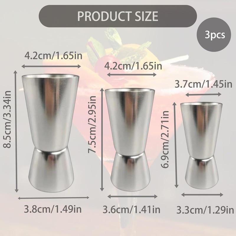 Cocktail Measuring Cups, Pack of 3, 3cl/4cl/5cl Measuring Cup, Cocktail,
