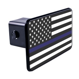 Thin Blue Line American Flag 3D Polyurethane Domed Plastic Trailer Hitch Cover Car-Truck-SUV 2" Receiver 2801