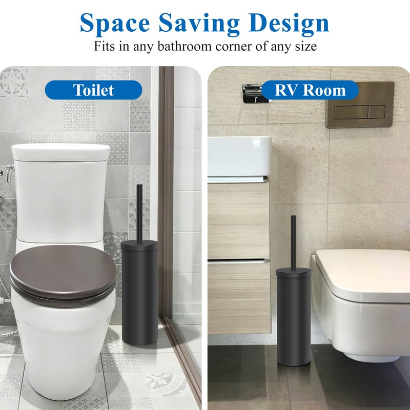 Heavy Duty Stainless Steel Toilet Brush Set with Holder(2 Brush