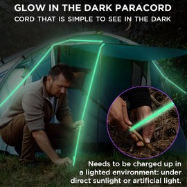 TECEUM Utility Nylon Rope Green - Glow in The Dark – 100 ft– 4mm – Heavy Duty Rope – Tent Cord – Outdoor Сamping Rope –Camping Hiking Gear and Equipment – EDC Cord – Strong Survival Rope 025gd