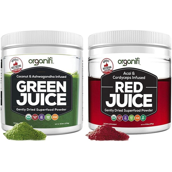 Organifi: Green Juice and Red Juice Bundle - 30 Day Supply - Superfood Supplement Powder - Supports Weight Management, Immunity, and Digestion - Powerful Anti-Aging Properties