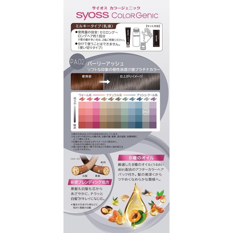 Syoss COLORGenic Milky Hair Color, PA02 Pearly Ash 2P+Bonus