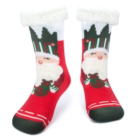 Tolumo Slipper Socks for Women Men Heat Holding Fluffy Sock Knitted Socks Fuzzy Bed Slippers One Size Non Slip B217 Santa Classic