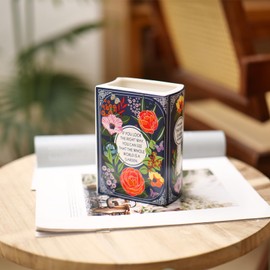 ROMEHAHA Book Vase, Ceramic Flower Vase for Bookshelf, Decorative Ceramic Book Vase, Modern Cultural Style Design, Flower Vase for Home Decoration, Book Lover, Gifts (Secret Garden)