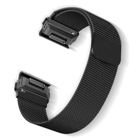 SeNool QuickFit 22 mm Bracelet for Garmin Fenix E 47 mm/Fenix 8 47 mm/Fenix 7 Pro Solar/Fenix 7/Fenix 6 GPS, Metal Magnetic Replacement Strap for Garmin Fenix 6 Pro GPS/Fenix 5/Fenix - Black/S-Code