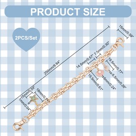 PH PandaHall 2pcs Purse Chain Strap Replacement 9.8" Short Chain Straps Enamel Flower Charm Purse Handle Extender Decorative Bag Chains Golden Chain for Purse Handbag Wallet Crossbody Shoulder Bag