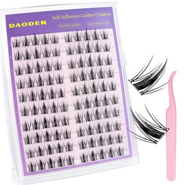DAODER Self Adhesive Eyelash Clusters | Fairy Spiky Cluster Lashes Natural Look | NO Glue Reusable Wispy Lash Cluster C Curl 10-12MM Short Pre Glued Eyelashes Easy to Apply (Bunny 10-12mm)