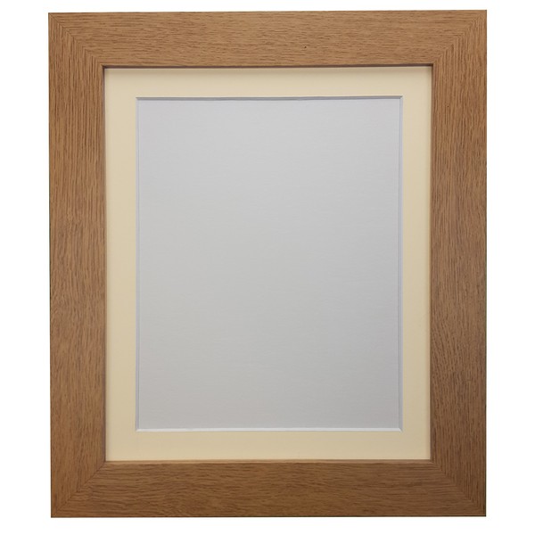 FRAMES BY POST Metro Oak Photo Picture Poster Frame with Ivory Mount Plastic Glass 18\" x 14\" For Pic Size 14\" x 11\