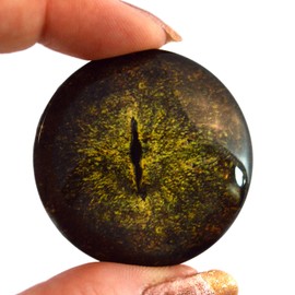 Dark Green Gharial Crocodile Glass Eyes Realistic Animal Pair for Art Dolls, Sculptures, Props, Masks, Fursuits, Jewelry Making, Taxidermy, and More (40mm)