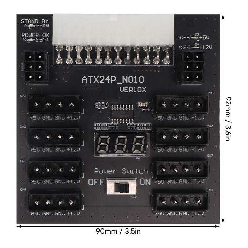 ATX PSU Power Board 5V 12V Output 24Pin to 8X
