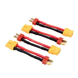 BDHI 4pcs Deans T-Plug Male to XT60 Female Connector Lead Adapter Cable 14awg 5cm for RC Lipo(BDHI-63)