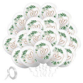 25 Stück Luftballons Hochzeit,12 Zoll Herz Ballons Hochzeit, Herzen Eukalyptus Hochzeitsballons Weiß für Heiratsantrag, Verlobung Part Dekoration