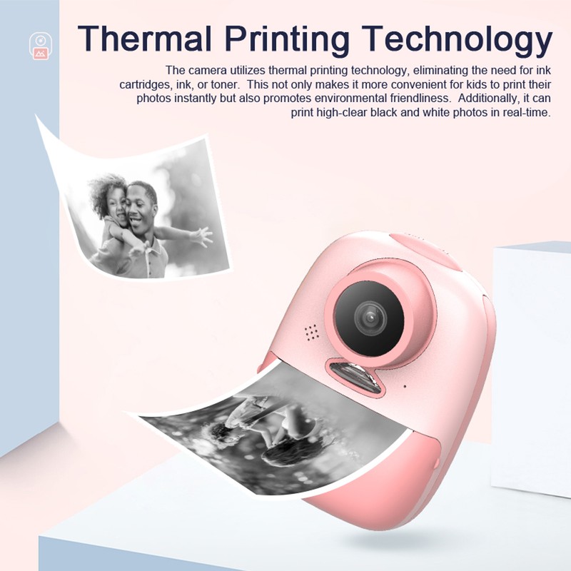 Instant Print Camera for Kids 1080P Resolution Portable Inkless Thermal