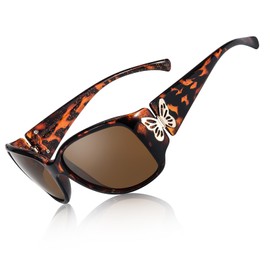 TJUTR Polarised Sunglasses for Womens Wrap Around Sun Glasses with UV400 Protection Trendy Butterfly Design