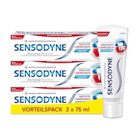 Sensodyne Sensitivity and Gum Toothpaste, 3 x 75 ml, Toothpaste for Improved Gum Health and Reduction of Pain Sensitivity