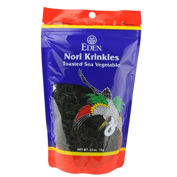 Eden Foods Toasted Nori Krinkle - Japanese Traditional Sea Vegetable, 0.53 Ounce - 6 per case.