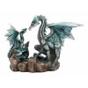 Family Set of Midnight Storm Dragon Statue 8" Height Fantasy