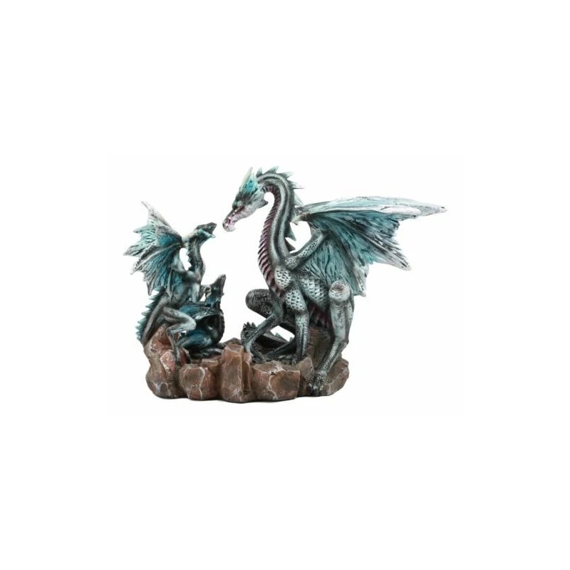 Family Set of Midnight Storm Dragon Statue 8" Height Fantasy