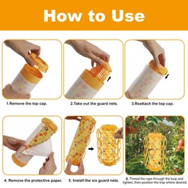 Sancodee 3 Pack Upgraded Wasp Trap Outdoor Hanging, Carpenter Bee and Hornet Catcher, Reusable Yellow Jacket Trap with Bait Reservoir, Bee Killer and Wasp Catcher for Outside (Orange)