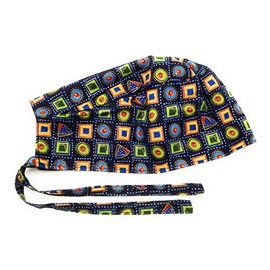 Scrub Hat Colorful Geometric Shapes Squares Fun Cotton Fabric Cap Do-Rag Skull