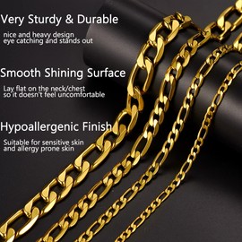 Prosteel Gold Chains Men Mens Chain Chunky Gold Necklace Man 20 inch Stainless Steel 9mm Big Thick Figaro Link Chains Jewelry